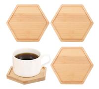 NUSITOU 4 Pcs Hexagonal Bamboo Coasters for Cups and Succulent Plants, Sturdy and Burr-free DIY Blank Coaster Bases Suitable for Office and Craft Use