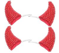 NUSITOU 4 Pcs Red Plastic Devil Horn Hair Clips for Halloween Costume Parties and Cosplay Charming Festival Hairpins that Can be Clipped to Hair Hats or Clothes
