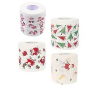 NUSITOU 4 Rolls Christmas Printed Toilet Paper with Beautiful Xmas Patterns, Comfortable to Touch and Reduce Risk of Clogs, Bathroom Tissue for Home and Dorm Use