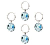 NUSITOU 4pcs Blue Hummingbird Key Rings Zinc Alloy Material Comfortable Touch Feeling Safe and Adorable Accessories for Women’s Bags and Keys