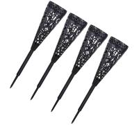 NUSITOU 4pcs Cemetery Flower Holders with Spike, Black Abs Hollow-out Cone-shaped Grave Flower Buckets for Garden and Memorial Decoration, Easy to Insert into Soil