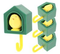 NUSITOU 4pcs Green Punch Free Wall Hooks Sensing Bird Design, Abs Material, Simple Installation, Creative and Lovely Bird Shape for Home and Office Coat Hanging