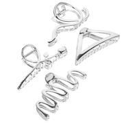 NUSITOU 4pcs Hair Claw Clips Hair Jaw Clamps Large Metal Silver Practical Not Easy to Break Women Fashionable Delicate Simple Graceful Sweet for Ceremonies and Dance Parties