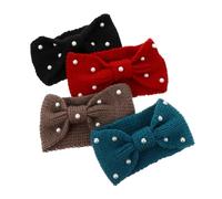 NUSITOU 4pcs Knitting Wool Hair Band for Women, Sandproof and Keep Warm Knitted Headbands with Bow-knot Design, for Skiing and Camping in Assorted Colours