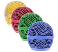 NUSITOU 4pcs Microphone Grill Head Replacement Mesh Metal Grille for Mic Colored Microphone Cover Set Gold Rose Green