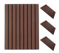 NUSITOU 4pcs Self-adhesive Acoustic Panels Felt Sound Absorption Boards for Bedroom Use with Walnut Colour and Striped Pattern for Noise Reduction