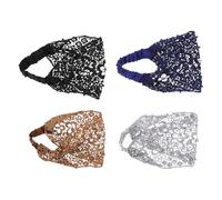 NUSITOU 4pcs Wide Lace Headbands Pearls Knotted Headband Elegant Fabric Faux Pearls Lace Covering Graying Hair Protecting Hair from Breakage Women Daily Use