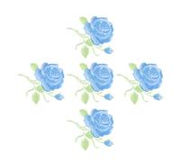 NUSITOU 5 Pcs Rose Shape Embroidered Garment Patches for Clothing Sewing Decor, Blue Thread Material, for Repairing Projects and Patching Small Holes on Skirts and Jeans