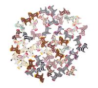 NUSITOU 50pcs Wooden Buttons Decorative Clothes Button Adorable Cartoon Horse Design Practical and Creative for DIY Sewing on Sweaters and Coats