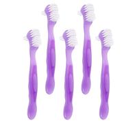 NUSITOU 5pcs Denture Cleaning Brush with Dual-Sided Nylon Bristles for Effective Removal of Food Debris and Plaque, Portable Plastic False Teeth Toothbrush for Travel and Business Trips