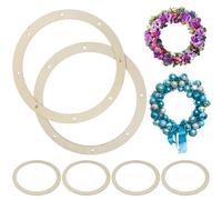 NUSITOU 6 Pcs Wood Wreath Frame Wooden Rings for Crafts Simple Elegant Beige Round Circular Multi-Purpose Easy to Use Decoration for Weddings and Parties