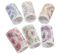 NUSITOU 6 Rolls Floral Washi Tape Set 2m Each - Japanese Paper Decorative Sticker Tape for Scrapbooking, DIY Notebook, Journal and Craft Projects in Mixed Flower Patterns Random Style