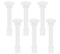 NUSITOU 6pcs Mini Roman Pillar Dollhouse Column Pillar Sculpture White Abs Lightweight Design Elegant Classical Modern Style Photography Props for Home Decor and Creative Projects
