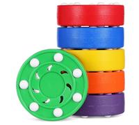 NUSITOU 6pcs Roller Hockey Pucks High Visibility Plastic Hockey Balls Stable Rolling for Indoor and Outdoor Practice and Training Accessories