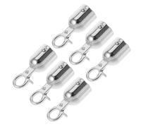 NUSITOU 6pcs Silver Zinc Alloy Stanchion Rope End Stoppers with Sturdy Spring Hooks for Quick Installation and Secure Rope Fixation, for Crowd Control and Queue Divider