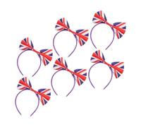 NUSITOU 6pcs Union Jack Bowknot Hair Bands with Comfortable Satin Material Stylish British Flag Hair Hoops for Uk Festival Party for Football Fans and Fashion Enthusiasts