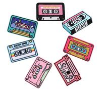 NUSITOU 7pcs Tape Shaped Hat Patches Multi-Function Iron on Patches Delicate Pattern Assorted Colour Polyester Material Decorative Appliques to Hide Torn Spots for Handicrafts and Shopping