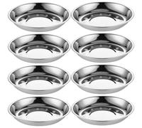 NUSITOU 8pcs 17cm Stainless Steel Round BBQ Plates Fruit Serving Trays Multi-Functional Grill Meat Containers for Outdoor Dining and Buffet