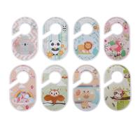 NUSITOU 8pcs Assorted Colour Plastic Wardrobe Clothes Dividers with Writable Labels for Clothing Organiser, Double-Sided Cartoon Clothes Divider for Closet Storage and Sorting