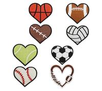 NUSITOU 8pcs Heart Shaped Iron on Embroidered Fabric Patches Polyester Hot Melt Adhesive Sporty Trendy Embellishment for Shoes Bags Creative Decoration DIY Accessories