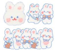 NUSITOU 8pcs Mixed Style Rabbit Shape Embroidered Patches for Clothing and Skirt, Chenille Cloth Fabric Letters, Supple and Comfortable Decor for Tailor Shop Or Clothes Shop Assorted Style