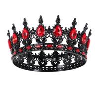 NUSITOU Baroque Queen Crown Tiaras and Crowns for Women, Lightweight Alloy Wedding Accessory with Unique Shape, Comfortable to Wear for Grand Occasion and Birthday Party, Black and Red