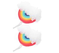 NUSITOU Bath Mesh Soft Exfoliating Sponge Poufs Rainbow 2pcs Body Scrubber with Pe Material to Remove Dust and Help Skin Breathe for Bathroom Use, Suitable and Men