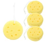 NUSITOU Bath Sponge 4 Pack Round Shower Sponge with Hanging Lanyard, Body Wash Sponge for Men and Women, Exfoliating Loofah for Daily Bathing and Bathroom Use
