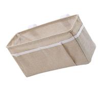 NUSITOU Beige Cotton and Linen Car Storage Hanging Bag Sundries Container Small Hanging Basket with Two Front Pockets Mesh Side Pockets Fine Workmanship for Cabinets and Living Room