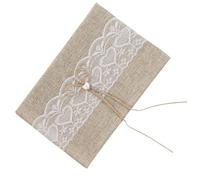 NUSITOU Beige Fabric and Paper Wedding Guest Book Sign with Keepsake Feature and Attendance Record Function for Many Occasions, Stylish and Simple Design for Weddings