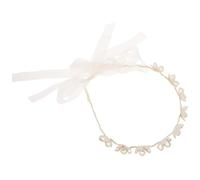NUSITOU Beige Lace Headband with Imitation Pearl Decoration, Soft and Comfortable Fabric Hair Accessory for Women and Teens, Stylish and Easy Styling Headband for Everyday Wear