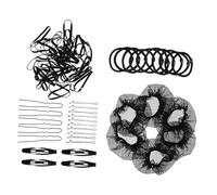 NUSITOU Black Hair Bun Making Accessories Set with Elastic Mesh Hair Bun Net Fabric Material Almost Invisible Design for Ballet Dancers