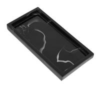 NUSITOU Black Resin Decorative Tray for Bathroom Counters and Bedroom Multi-functional Storage Vanity Tray with Marble Pattern for Organising Jewelry and Perfume