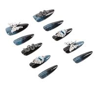 NUSITOU Blue Handmade Fake Nails for Decor Plastic Stick on Nails with Comfortable and Convenient Design Fashionable Press for Halloween Or Autumn Look