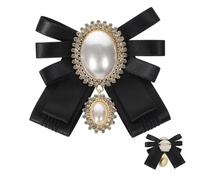 NUSITOU Brooch Black with Elegant Bow Fake Women Rhinestone and Pin Decoration Cloth Material Lapel Birthday and Christmas Accessories, Suit for Clothes