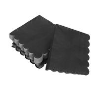 NUSITOU Bulk Scalloped Paper Napkins Black 100Pcs Disposable Serviettes for Birthday Celebrations and Event Hosting
