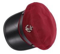 NUSITOU Captain Hat Practical and Fashionable Design Lightweight Leather and Cotton Material Classic Red for Adults for Party Performances and Daily Wear