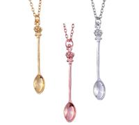 NUSITOU Clavicle Chain Lightweight Alloy with Fine Workmanship 3pcs Crown Spoon Pendant Necklace Fashionable Jewellery for Women for Anniversary and Graduation Gifts