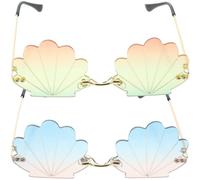 NUSITOU Colorful Frameless Seashell Pattern Party Sunglasses for Women Material Funny Eyeglasses for Rave Carnival Stage Performance Creative Chic Design Accessories