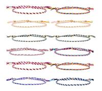 NUSITOU Cotton Rope Bracelets Hand Woven 12 Pcs Adjustable Tibetan Style Copper Beads Unique Fashion Accessories Color Wristbands for Men and Women Suitable for Daily Life