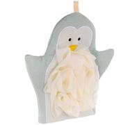 NUSITOU Cute Blue Penguin Double-Sided Bath Scrubbing Mittens, Thickened Exfoliating Shower Gloves for Adults, Body Skin Cleaning and Foaming Bath Accessories
