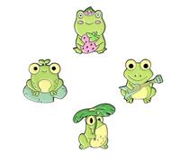 NUSITOU Cute Frog Ornament Accessories Multi-purpose 4pcs Clothes Alloy Brooch Pins Badge Brooch Decorative Pins for Clothes and Hat