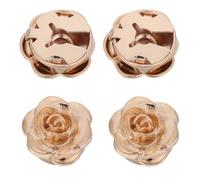 NUSITOU Detachable Metal Button Covers 4Pcs Gold Rose Alloy Clip-On Press Wraps for Women's Uniform Jackets Shirts 11.5Mm Diameter for Sewing Crafts