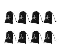 NUSITOU Drawstring Bags Spacious Portable Halloween Polyester 8pcs Pirate Black Candy Storage Pouches for On-the-go Use and Halloween Decorations