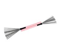 NUSITOU Drum Brush Tool Pair with Maple Wooden Handles, Pink High Carbon Steel Wire, Portable for Jazz and Percussion Instrument Use by Students and Adults