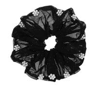 NUSITOU Elegant Black Scrunchies for Women Featuring A Sophisticated Pearl Design, Large Size, and Secure Hold Made from Sparkling Fabric, for Occasion and Versatile Hair Accessory