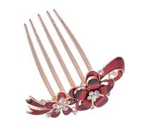 NUSITOU Elegant Red Rhinestone Wedding Hair Comb with Excellent Workmanship for Bride, Zinc Alloy Material Beautiful and Charming Bridal Hair Accessories for Wedding