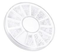 NUSITOU Flat Back Pearl Cabochons 2mm and 3mm Nail Decoration White 200pcs Mixed Sizes Resin Half round Pearls Plastic Box Storage for Nail Art Design