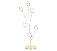 NUSITOU Golden Desktop Vertical Memo Holder Peacock Shape Stainless Steel Stable Round Base Multiple Clip Artistic Elegant Design Organizing Business Cards Special Events Birthday Card