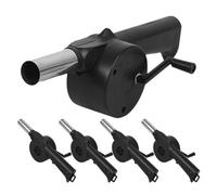 NUSITOU Hand Crank Fire Bellows 5pcs with Metal Nozzle and Handle Portable Compact and Easy to Carry Grill Air Blower for Fireplace and Charcoal, for Outdoor and Beach Barbecue